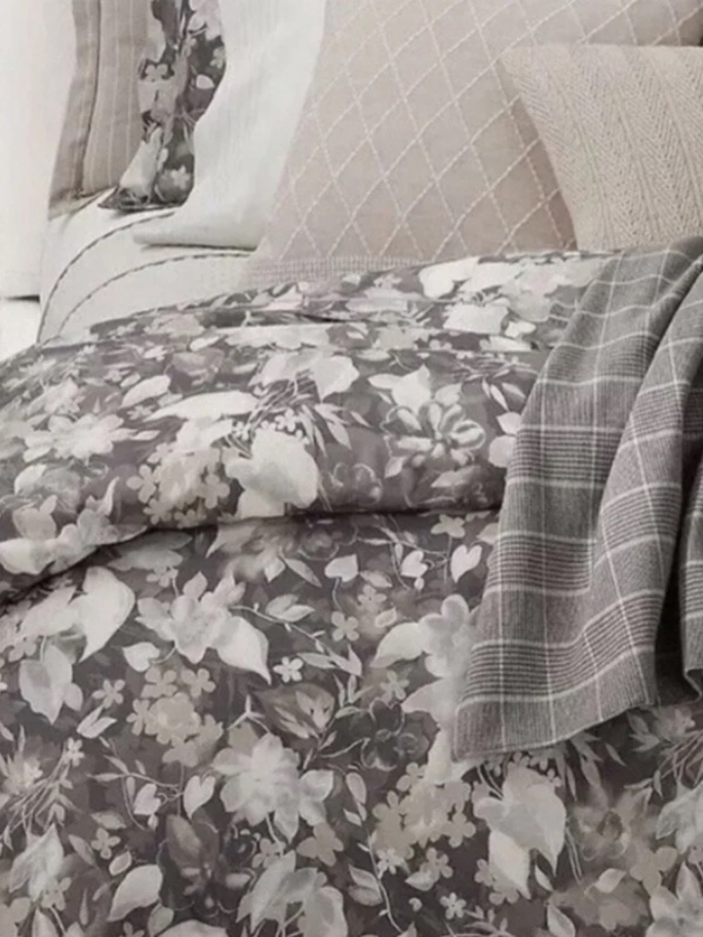 Ralph Lauren Home Floral Full Queen Duvet Cover NWT Gray White Cottage
